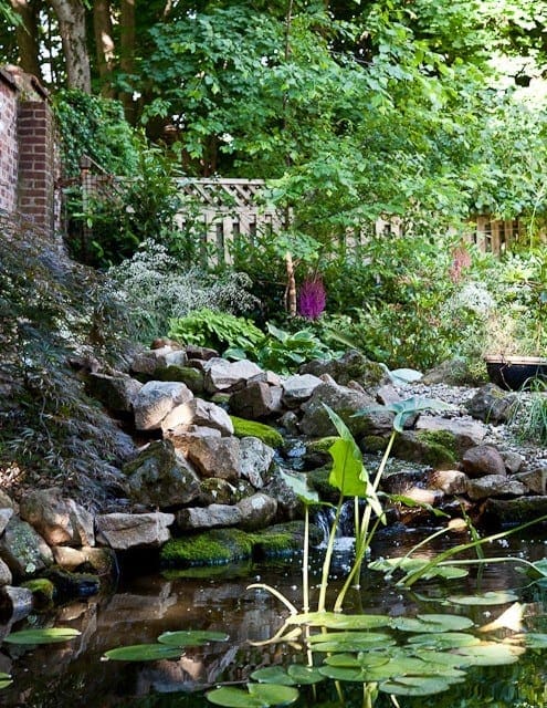 waterfall, water feature, pond